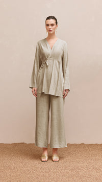 tyra woman linen set khaki