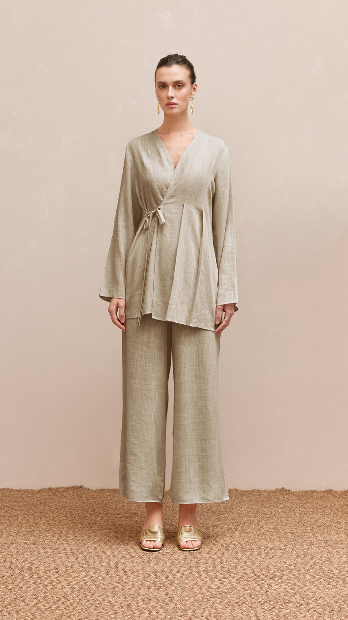 tyra woman linen set khaki