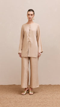 jolie woman linen set brown 1