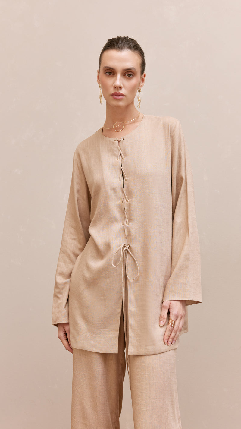 jolie woman linen set brown 2