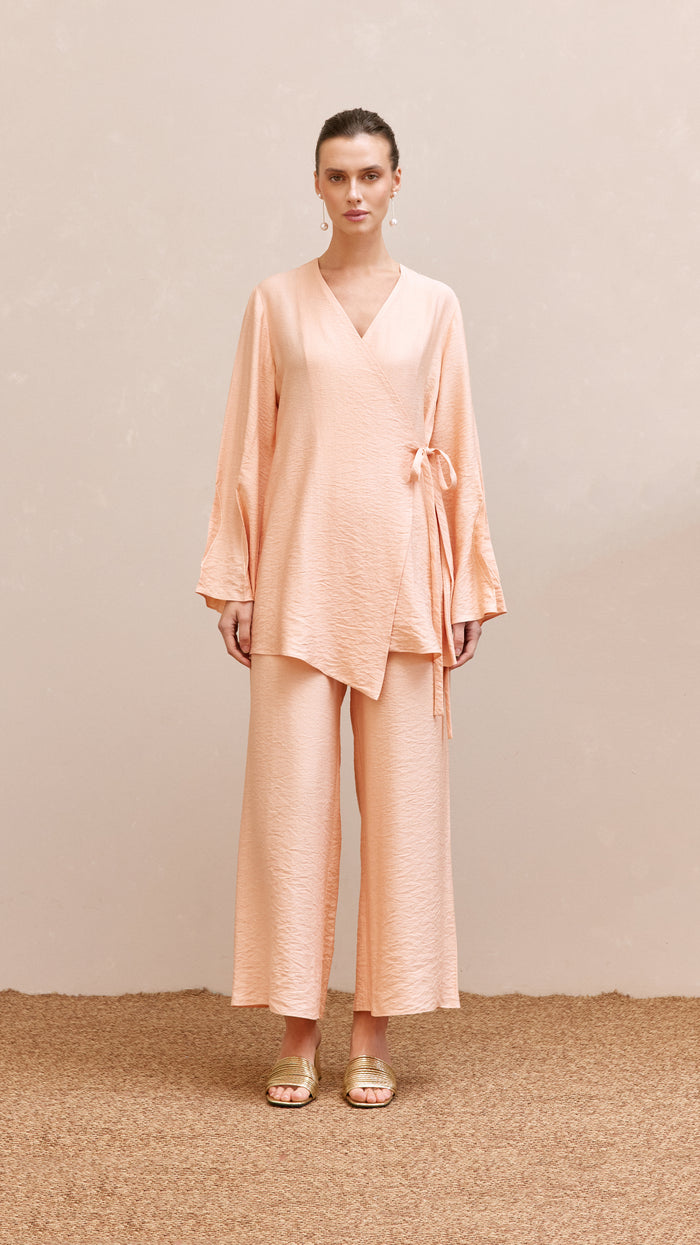 sadie woman linen set peach 1