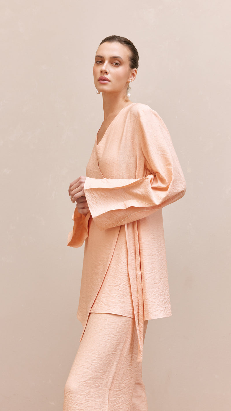 sadie woman linen set peach 2