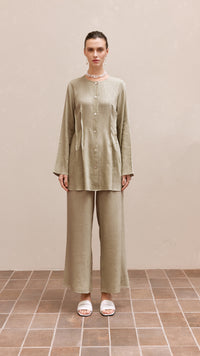 brielle woman linen set khaki