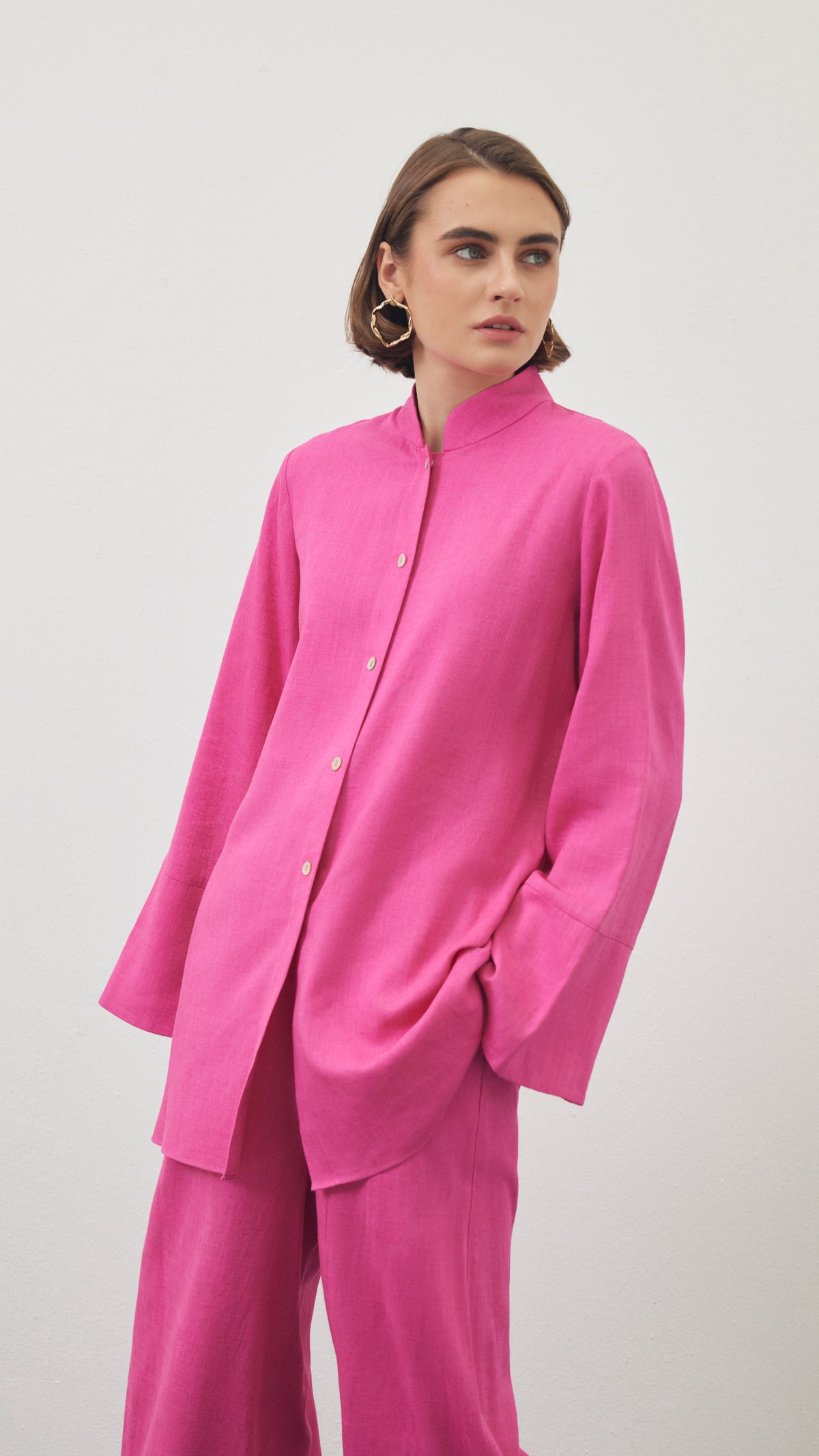 cayo woman linen set fushia 2