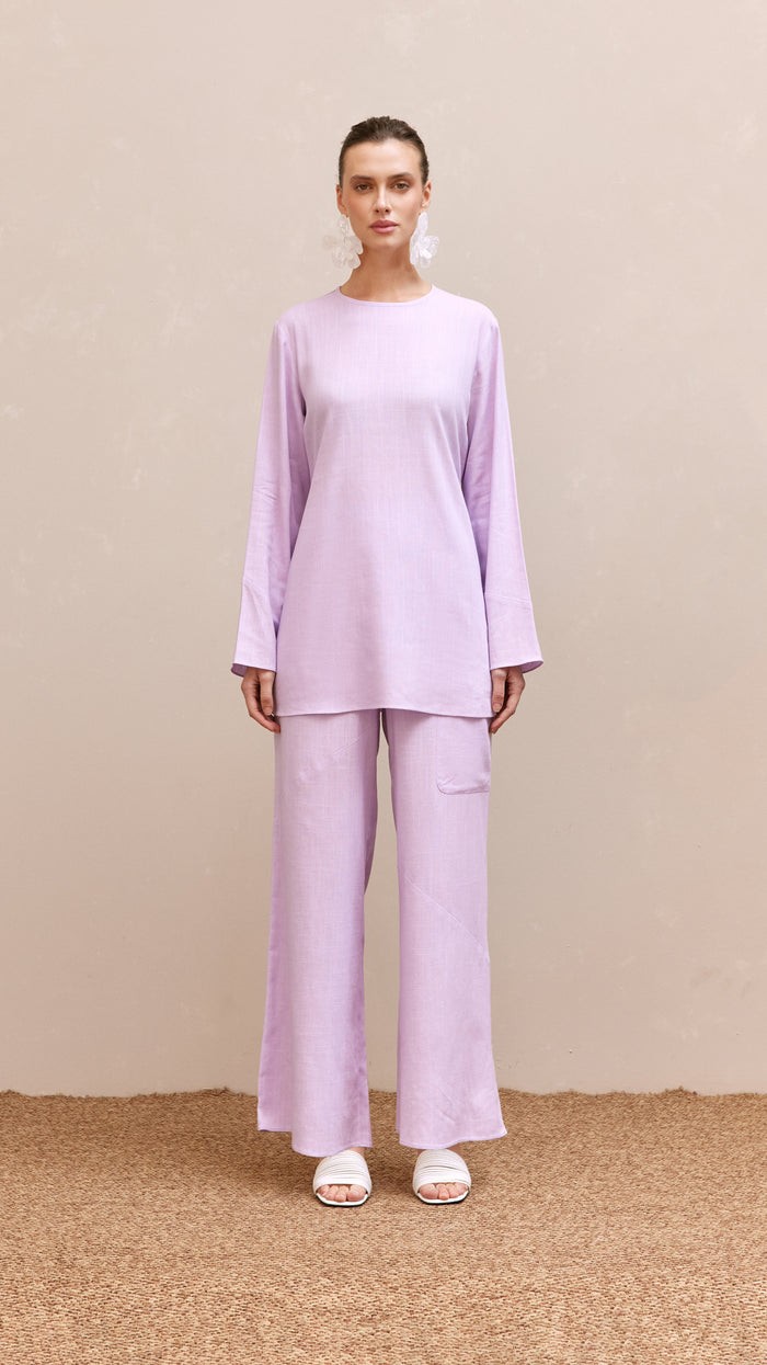 mika woman linen set pink 1