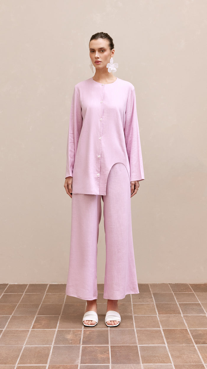 minica woman linen set pink 1
