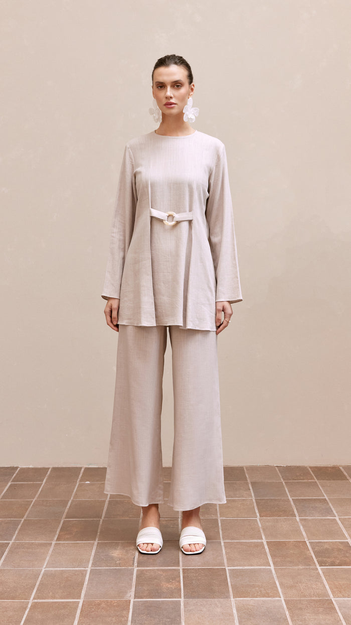 evie woman linen set nude