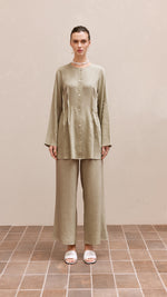 brielle woman linen set khaki