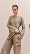 mika woman linen set brown 2